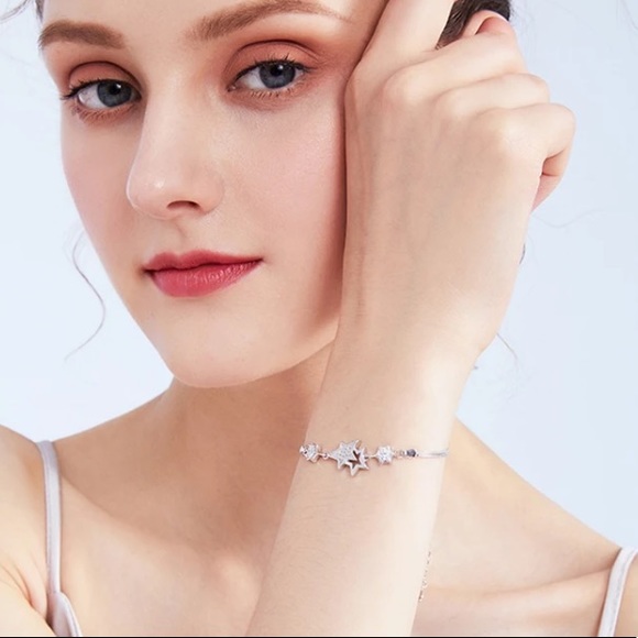 💫 Sterling Silver 925 Star ⭐️ Diamond Bracelet - Picture 3 of 3